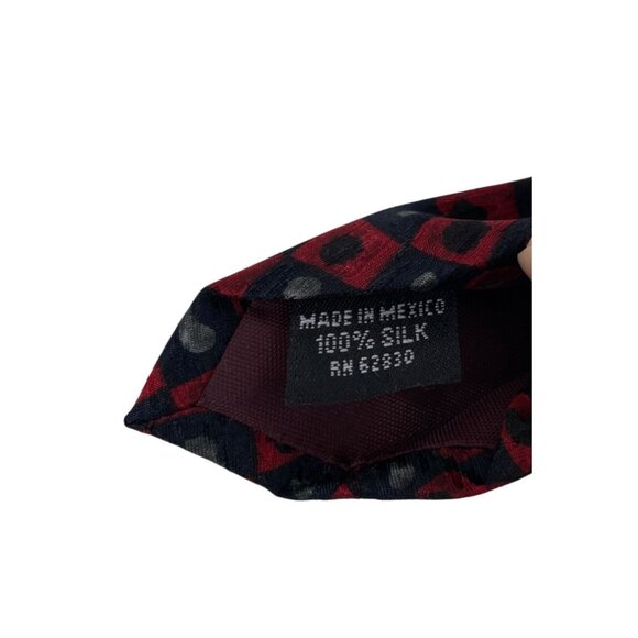 Cocktail Collection Tequila Red Black Gray Geometric 100% Silk Mens Tie Necktie - Picture 6 of 6